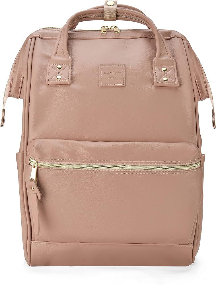 Kah&Kee Leather Backpack Diaper Bag Laptop Travel Doctor Teacher Bag For Women Man | Amazon (US)