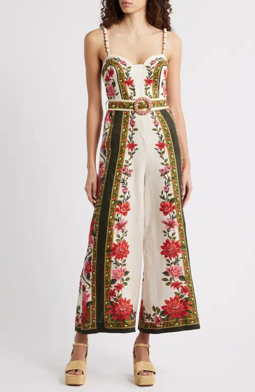 FARM Rio Wonder Rio Sand Sleeveless Jumpsuit at Nordstrom, Size X-Large | Nordstrom