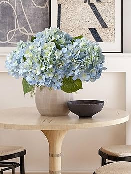 20" 4PCS Artificial Light Blue Hydrangea Flowers Large Faux Latex Real Touch Fake Hydrangeas Silk... | Amazon (US)