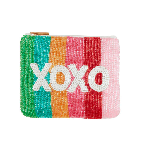 Rainbow XOXO Beaded Pouch | Mud Pie