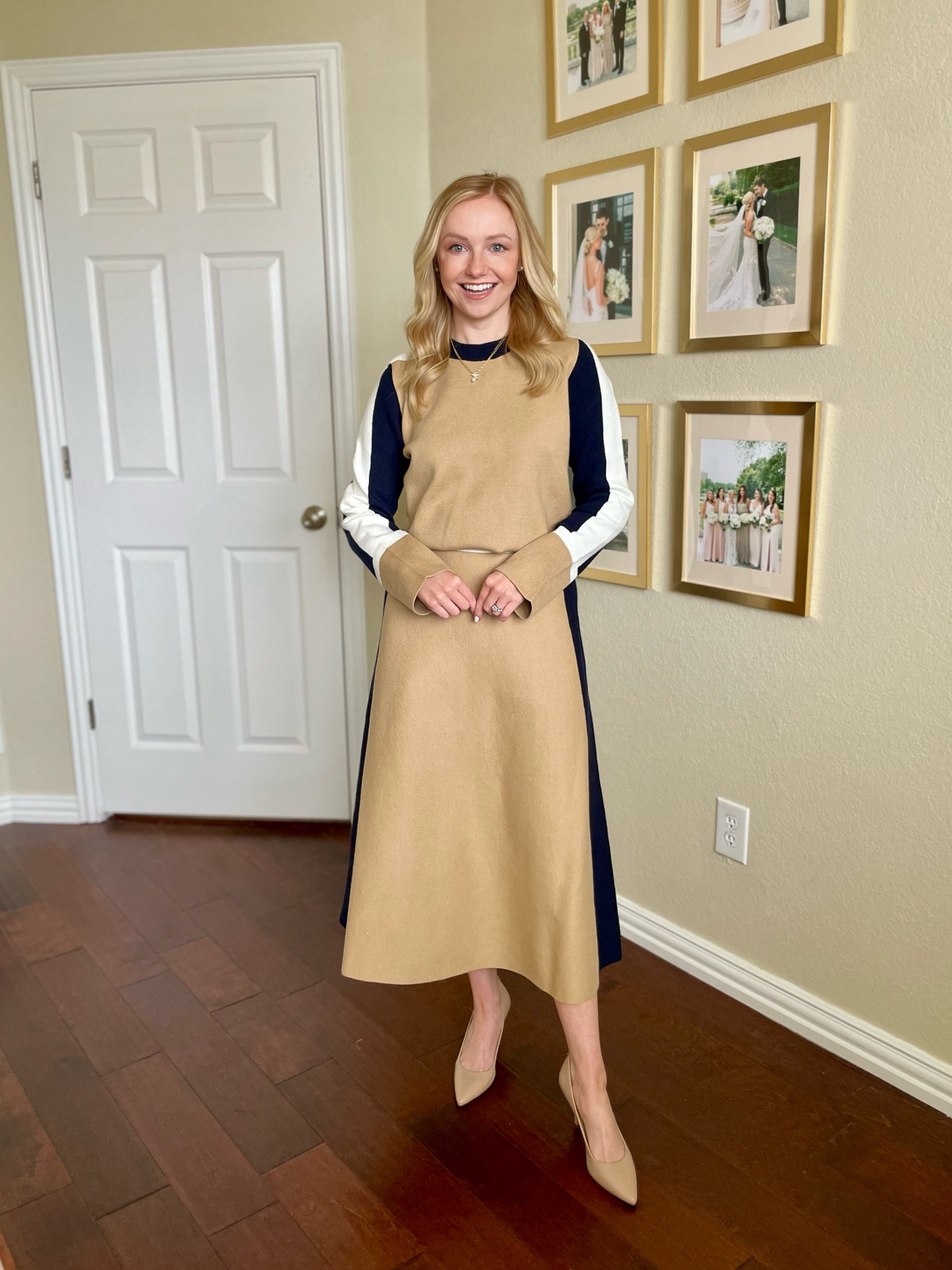 Love this cozy yet chic sweater set for work! Wearing an XS in both, but could use an XSP in top | matching set, workwear, winter work outfit 

#LTKStyleTip #LTKWorkwear #LTKSeasonal