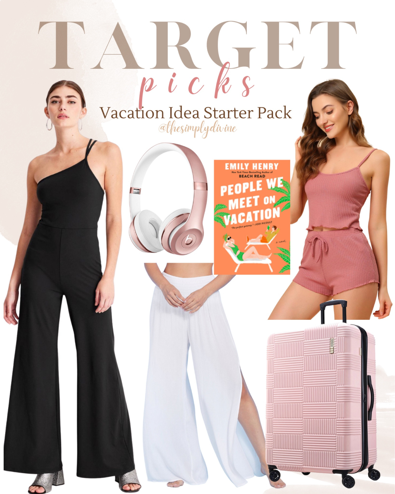 Vacation idea starter pack from Target. 😌💕

| Target | lounge set | headphones | luggage | suitcase | book | home decor | decor | travel | jumpsuit | vacation outfit |  

#LTKFind #LTKtravel #LTKstyletip
