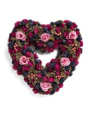 13.5in Floral Heart Shaped Wreath | TJ Maxx