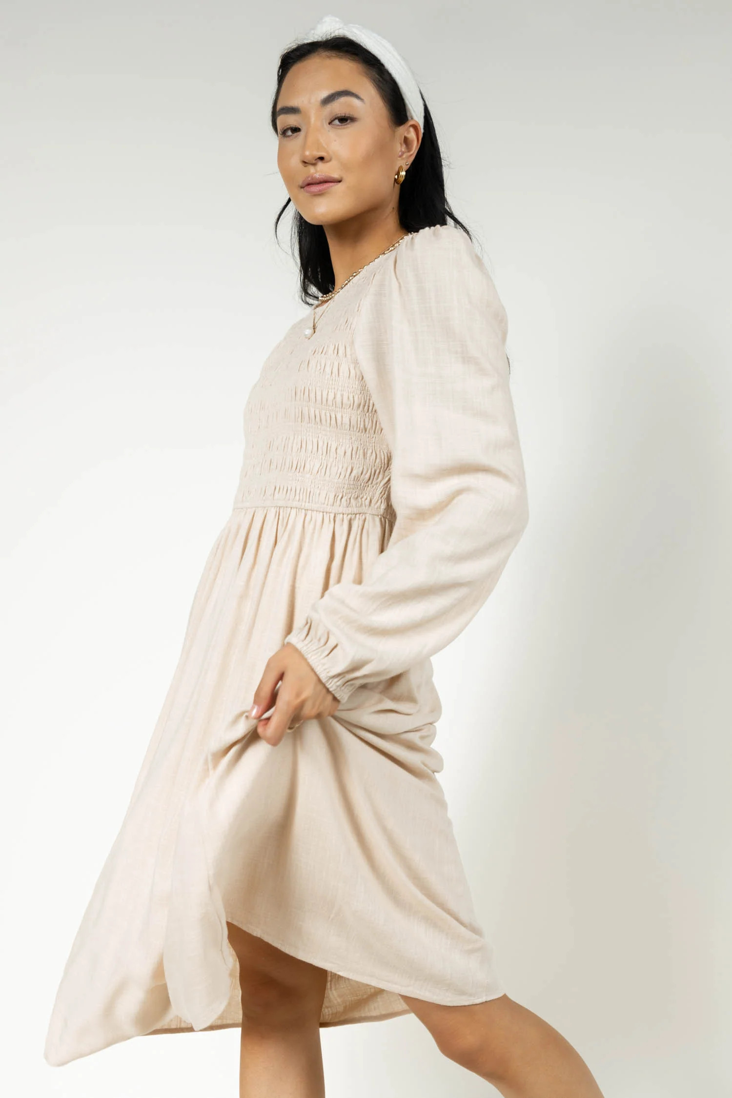 Ainsley Midi Dress in Cream - böhme | Böhme US