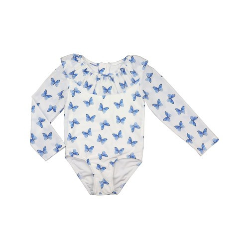 Blue Butterfly Lycra Rashguard Swimsuit - Shipping Late March | Cecil and Lou