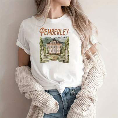 Pemberley T-Shirt Pride And Prejudice Shirt Jane Austen Women Short Sve Bookworm Tee Book Lover Gifts Literary Novel Shirt | SHEIN