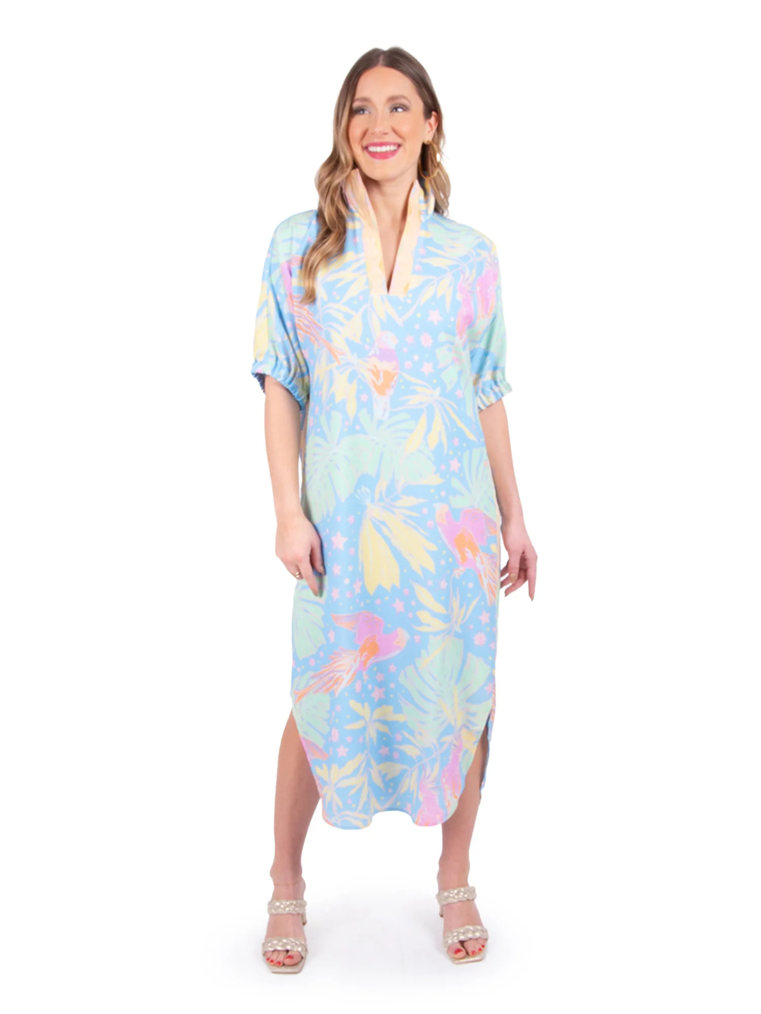 Poppy Caftan - Parrot Party | Emily McCarthy