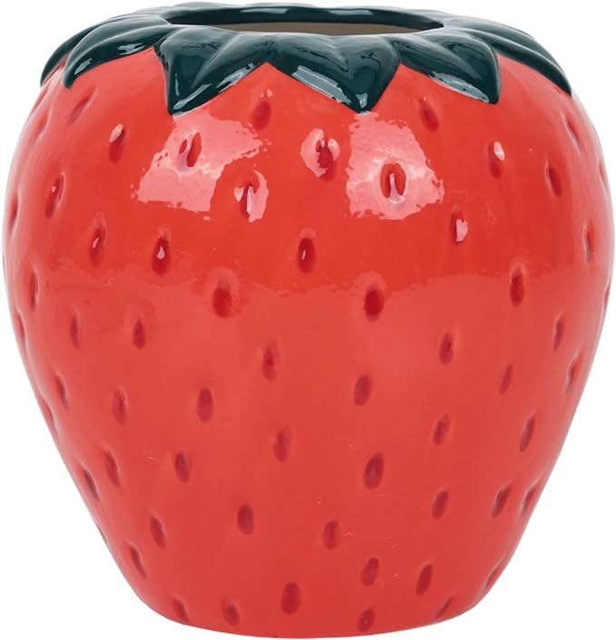 Fixwal Cute Strawberry Vase Vintage Ceramic Vase 6.3Inch Aesthetics Flower Vases for Home Kitchen... | Amazon (US)