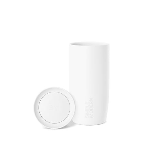 Simple Modern Travel Coffee Mug Tumbler with 360° Lid | Ceramic-Lined Insulated Stainless Steel Cold Brew Iced Coffee Cup | Gift for Women Men Her Him | Voyager Signature | 16oz | Winter White | Amazon (US)