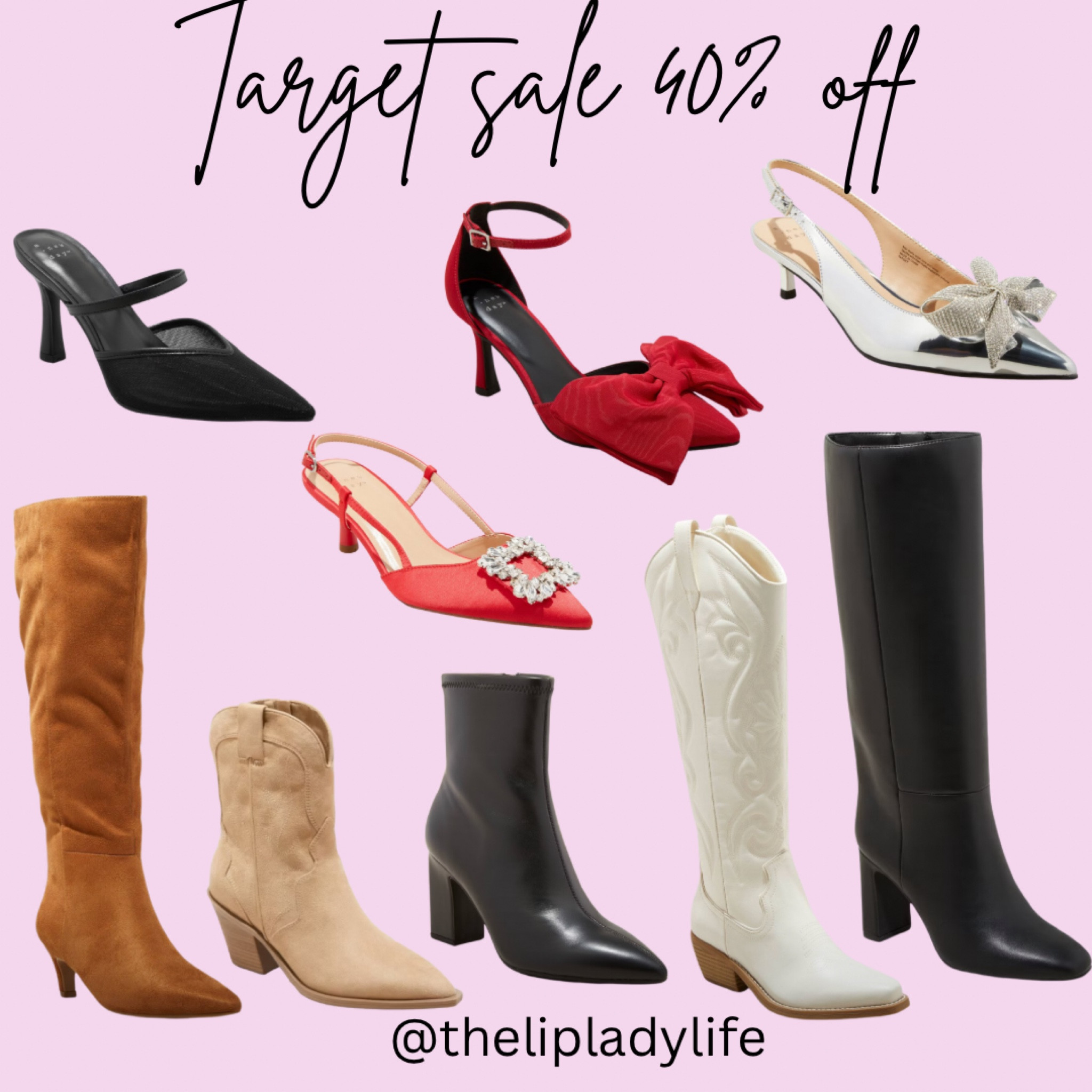 Stock up on shoes and boots at target! Target circle special 40% off!! #target #targetcircle #shoes #heels #boots #cowboyboots #christmasshoes #christmasoutfit 

#LTKFindsUnder50 #LTKStyleTip #LTKCyberWeek