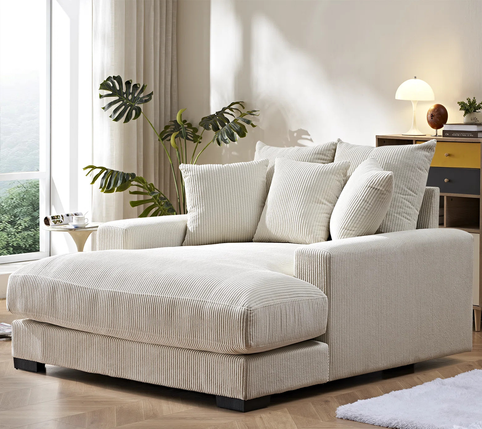 Glendolyn Corduroy upholstered chaise lounge sofa | Wayfair North America