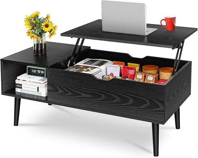 OLIXIS Wood Lift Top Coffee Table with Hidden Compartment and Large Storage Shelf, Lift Tabletop ... | Amazon (US)