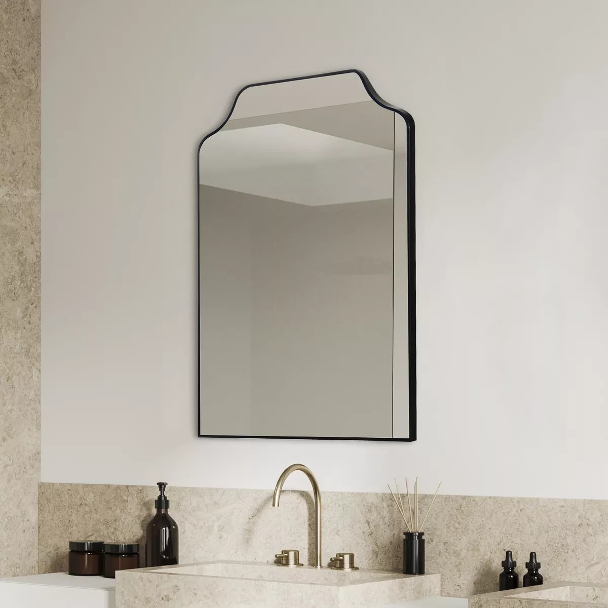JONATHAN Y Lindie Medium Scalloped-Top Metal Framed Wall Mounted Mirror | Target