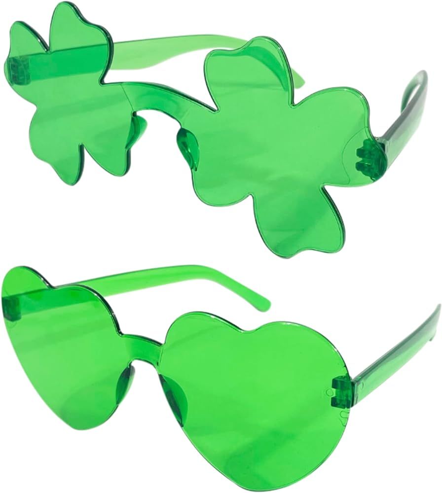 4E's Novelty 2 Pack Heart Shaped Sunglasses for Women - Trendy Glasses for Valentines, Mardi Gras... | Amazon (US)