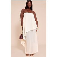 Plus Butter Cream Chiffon Bandeau Overlay Maxi Dress | PrettyLittleThing US