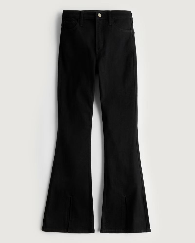 High-Rise Black Split Hem Vintage Flare Jeans | Hollister (US)