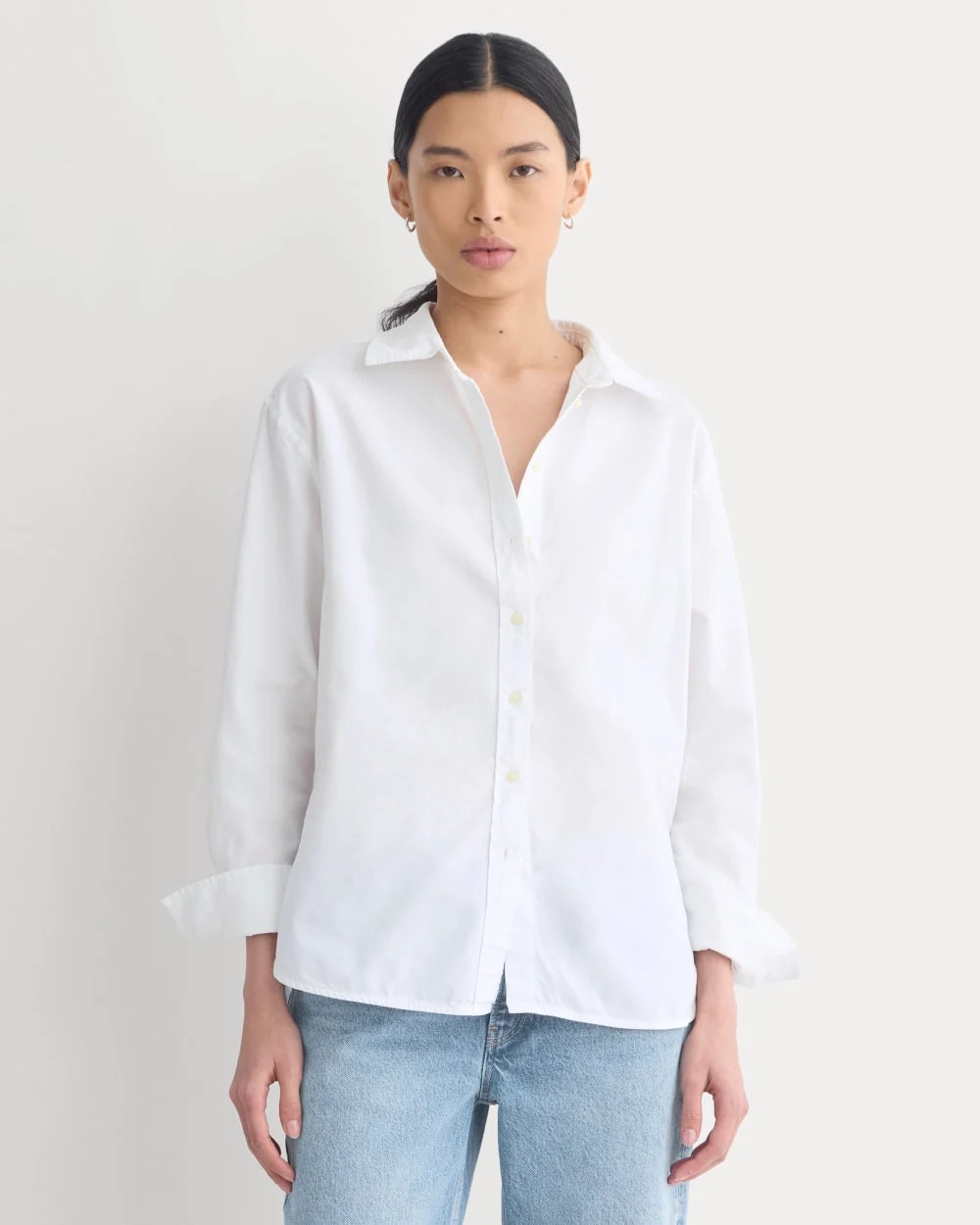 Everlane Everyday Oxford Shirt In White, Size Large, Cotton | Everlane