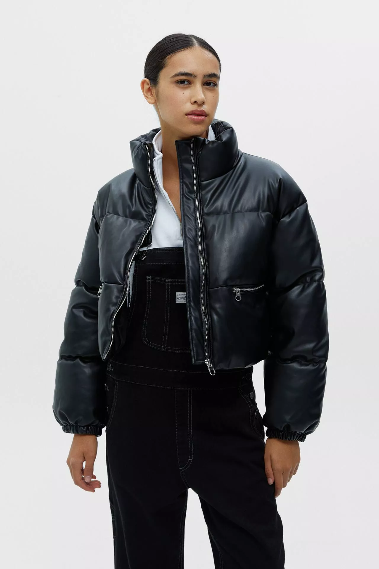 Faux leather puffer jacket with … curated on LTK