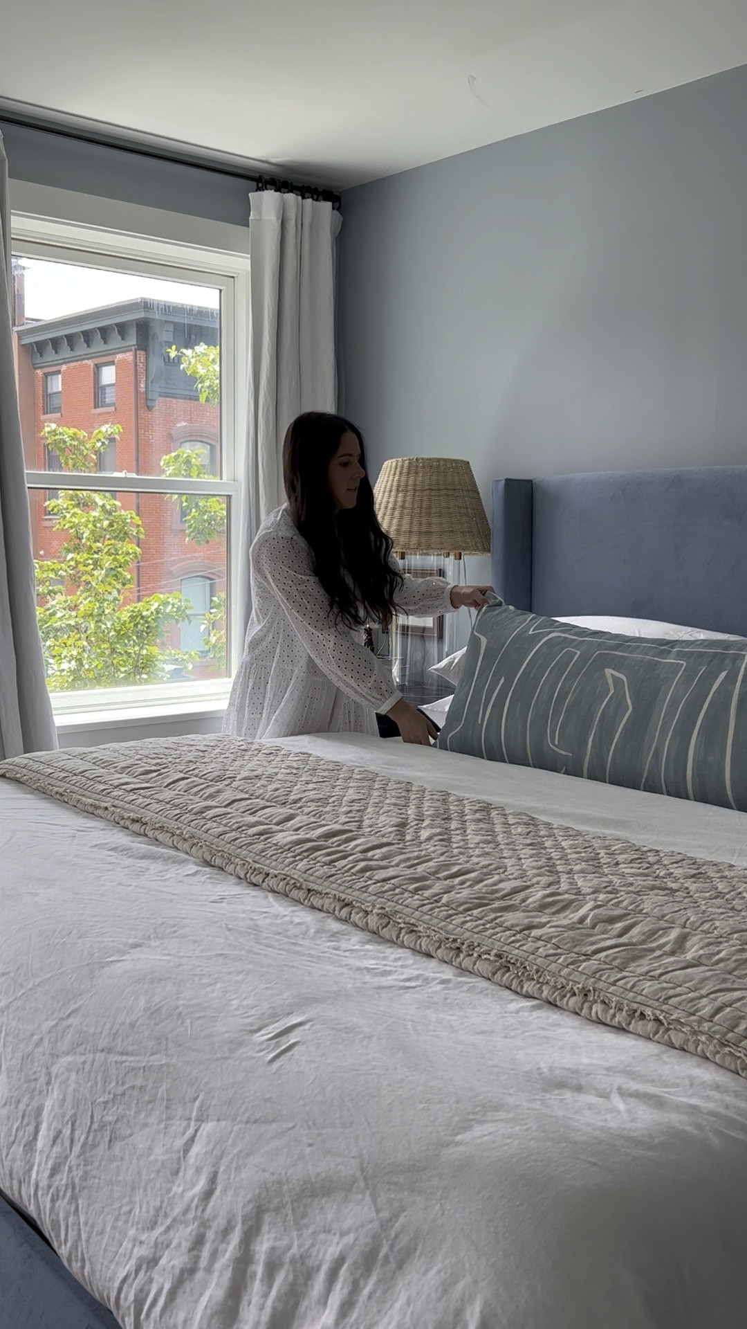 Bedroom, lumbar pillow, bedding, luxury bedding, night stand, lamps, lamp shade, coastal decor, blue bed, quality home decor, home finds, area rug, interior designer finds

#LTKsalealert #LTKfindsunder100 #LTKhome