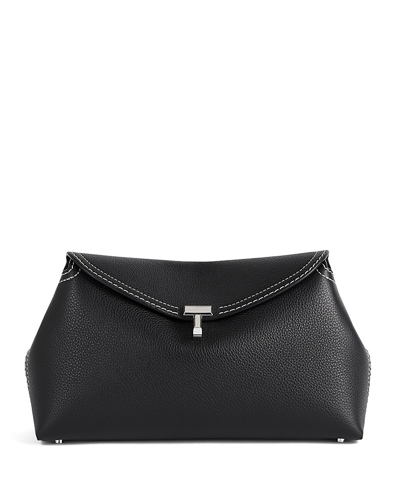 Toteme T-Lock Grained-Leather Convertible Clutch in Black | Bloomingdale's (US)