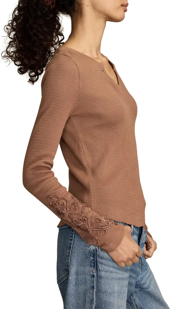 Cutwork Detail Cotton Rib Top | Nordstrom