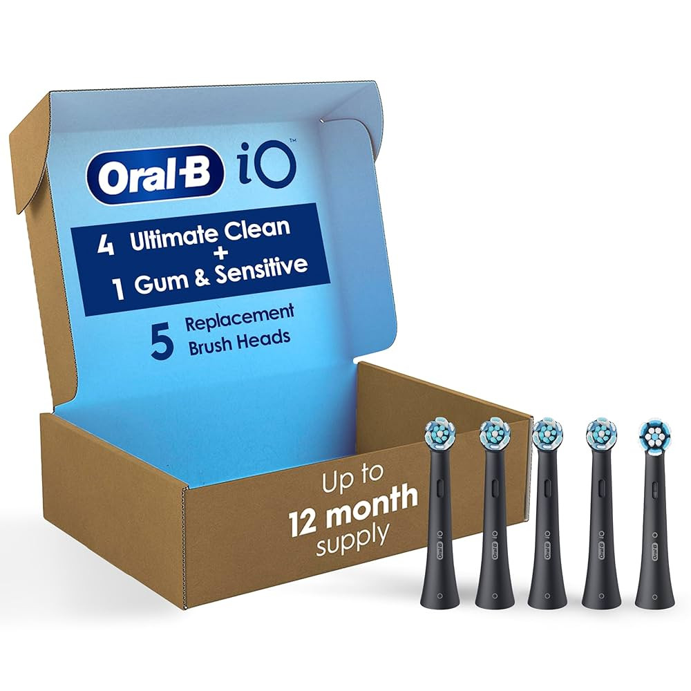 Oral-B iO Ultimate Clean Replacement Brush Heads, 5 Count, 4 Ultimate Clean + 1 Gum & Sensitive B... | Amazon (US)