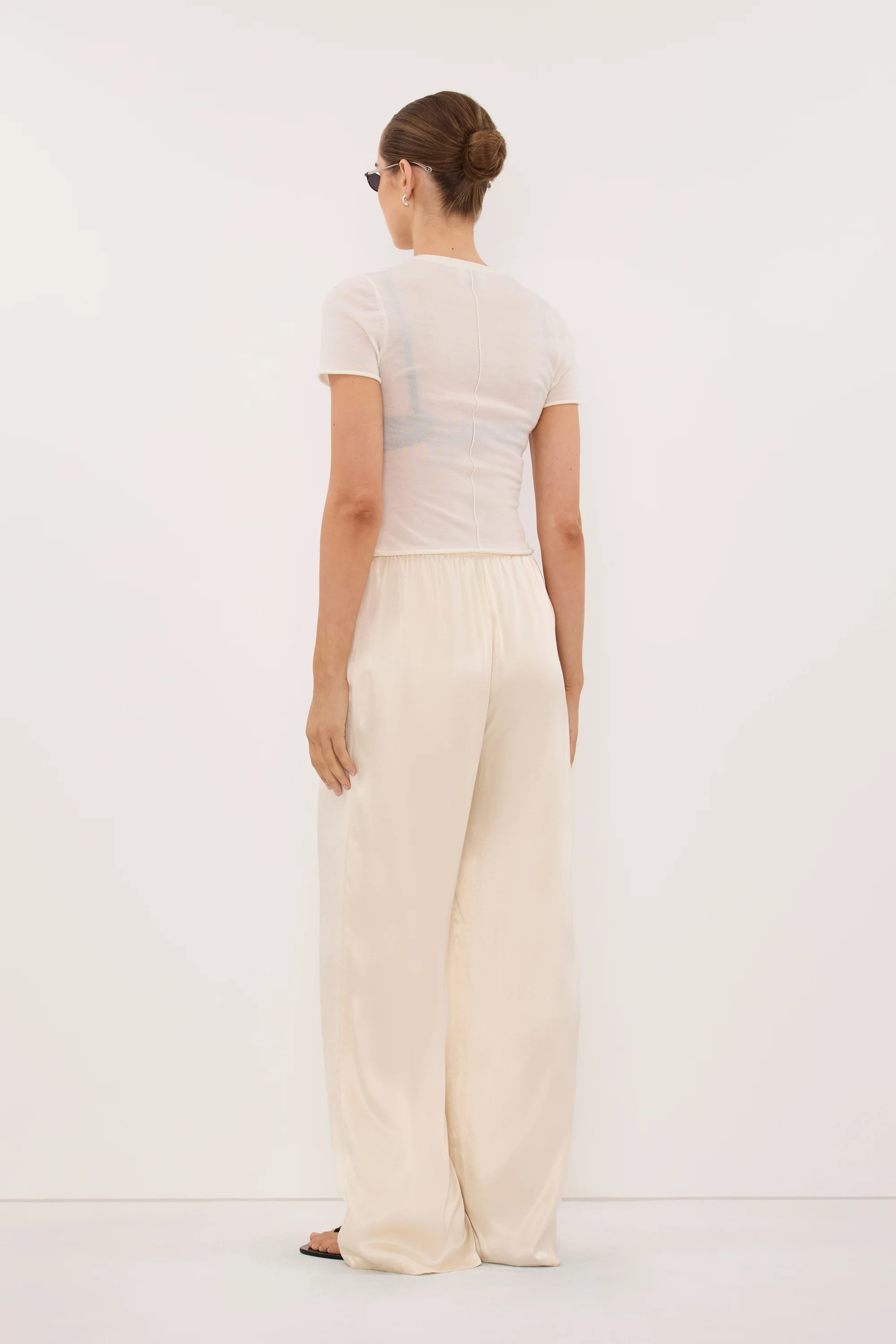 MYA CREAM SATIN PANT | DISSH