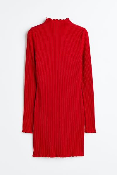 Geripptes Kleid mit Turtleneck | H&M (DE, AT, CH, DK, NL, NO, FI)