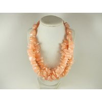 Chunky Pink Necklace, Multi Strand Statement Peach Beaded Ruby Beads, Jewelry, Coral Necklace | Etsy (US)