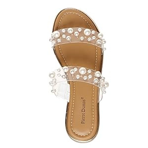 Pierre Dumas Sense-2 Women's Slip-On Slide Sandal Clear Lucite and Pearls for Women | Amazon (US)