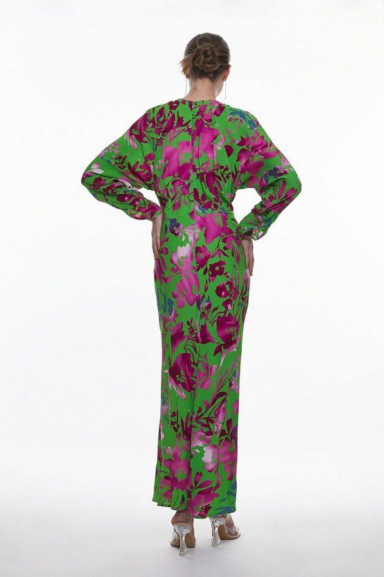 Silhouette Floral Batwing Midi Dress | Karen Millen US