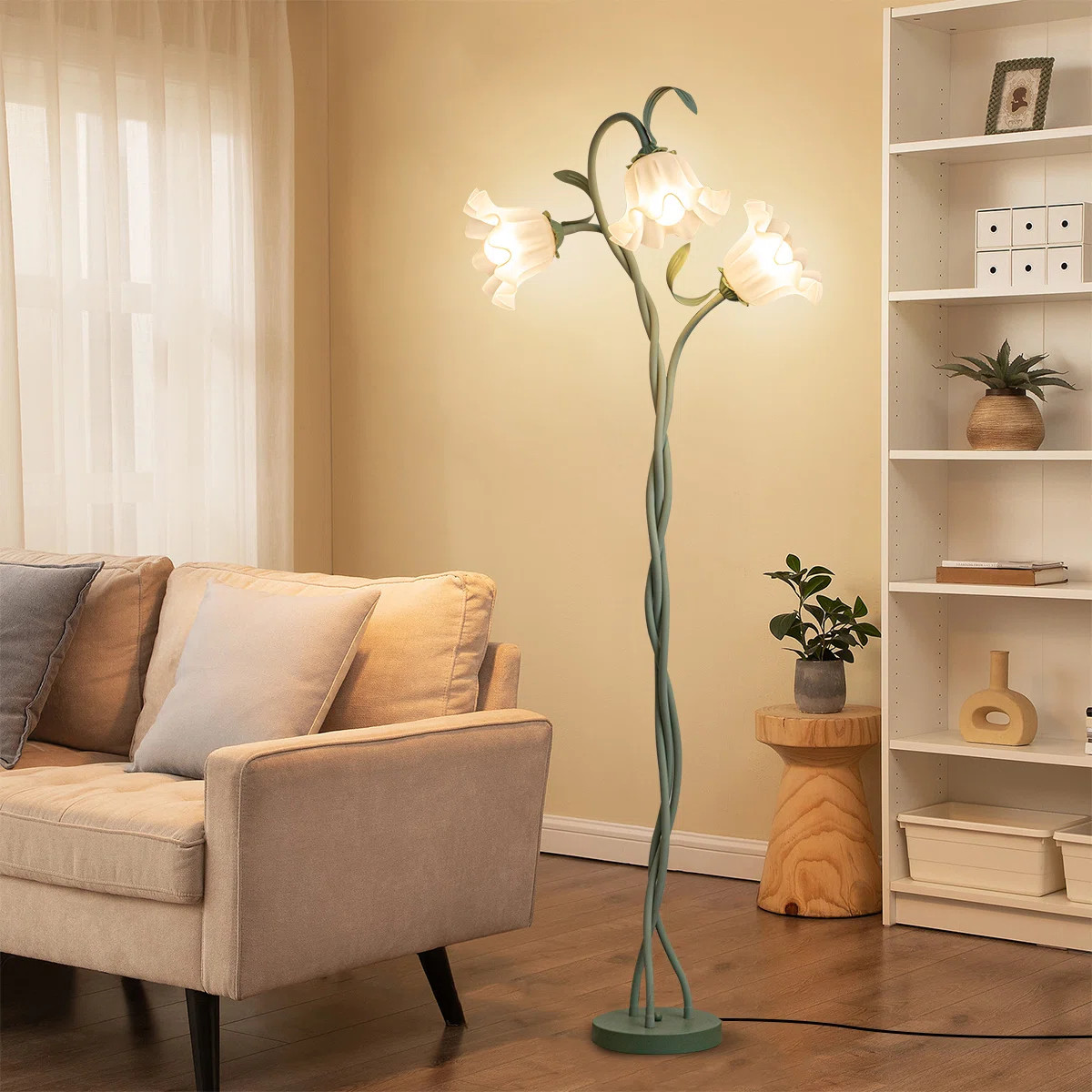 65.55''Tall Green Floor Lamp Three-head Floor Lamp  With Flexible Neck，Suitable For Living Room... | Wayfair North America