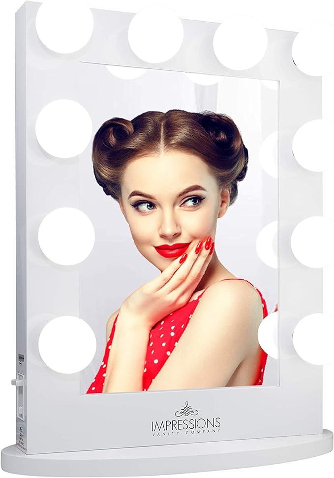 IMPRESSIONS Hollywood Iconic Vanity Makeup Mirror with 10 LED Frosted Lights, Tabletop or Wall Mo... | Amazon (US)