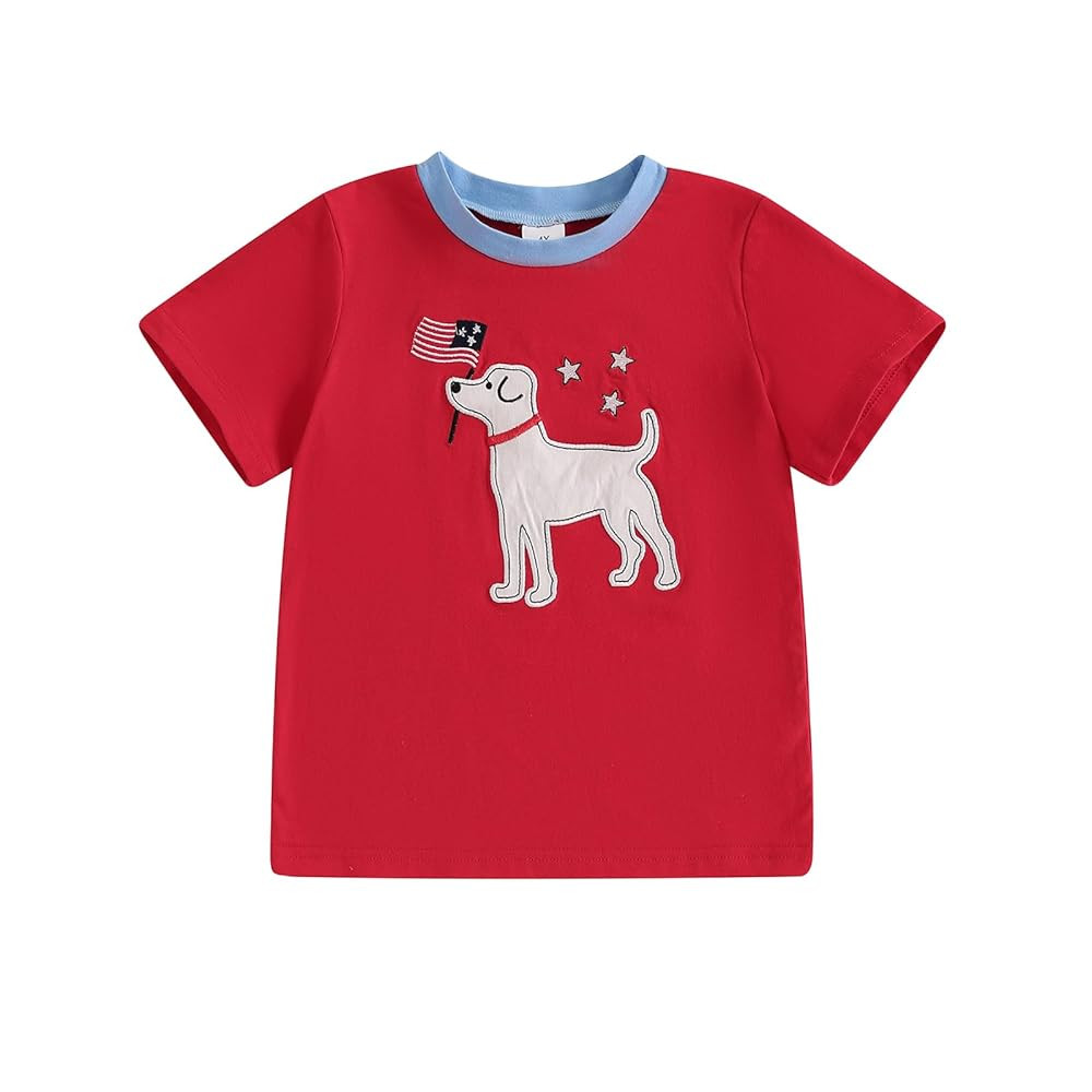 Toddler Little Boy 4th of July Tshirt Summer Short Sleeve America Flag Smocked T-Shirt Tees Tops ... | Amazon (US)