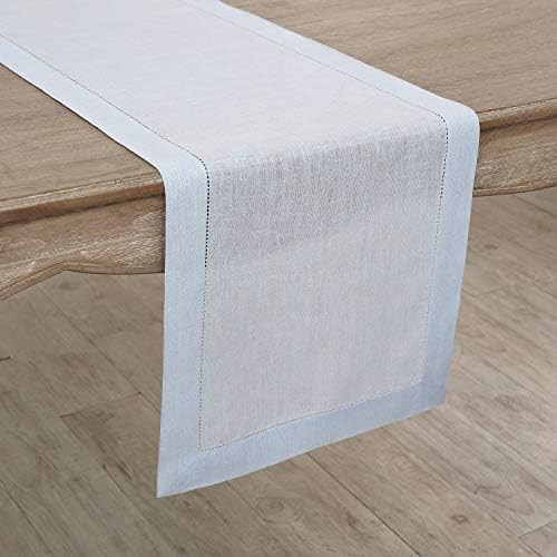 Solino Home Linen Table Runner 14 x 132 Inch Long – Light Blue, 100% Pure Linen Fabric Table Runner  | Amazon (US)