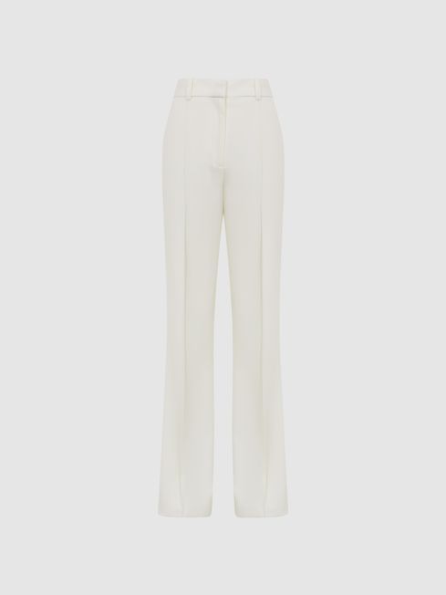 Reiss White Taite Regular Flared Tuxedo Trousers | Reiss UK