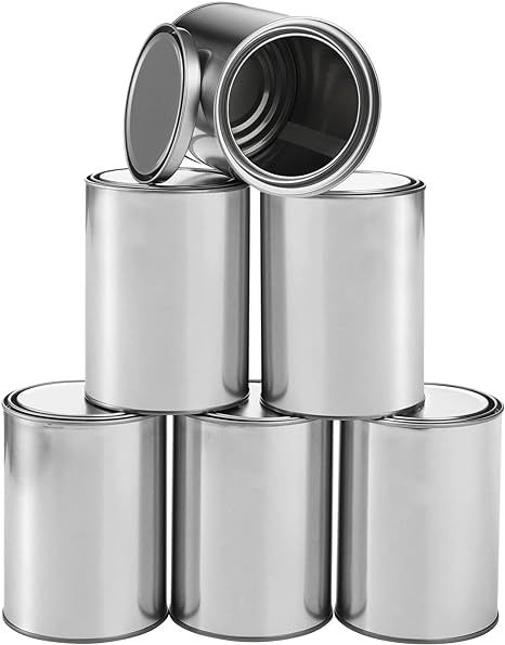 WUWEOT 6 Pack Metal Quart Paint Cans with Lids, Empty Unlined Paint Buckets, Multipurpose Storage... | Amazon (US)