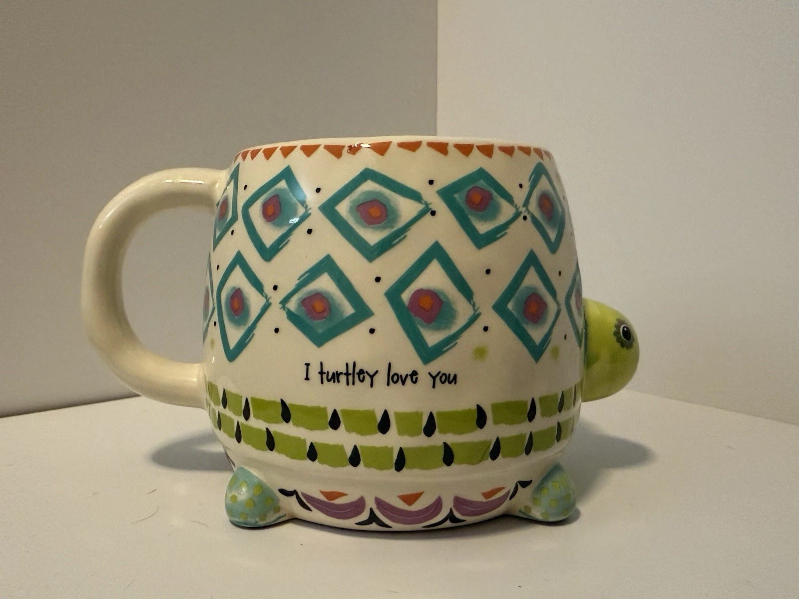 Natural Life 'I Turtley Love You' Turtle Shaped Folk Decorative Ceramic 16oz Mug | eBay US