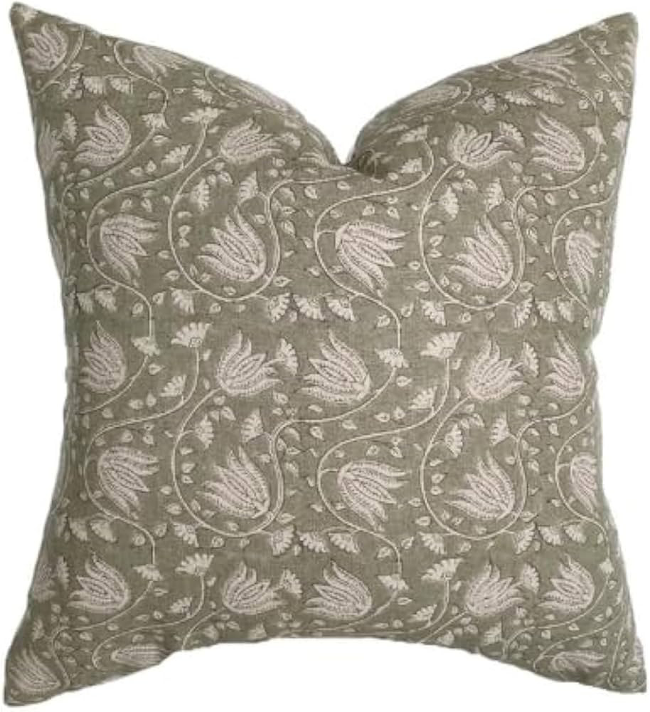 Pillow Cover Linen Lightweight 20 x 20 in Double Sided Block Print with Zipper Easy Removal Home ... | Amazon (US)