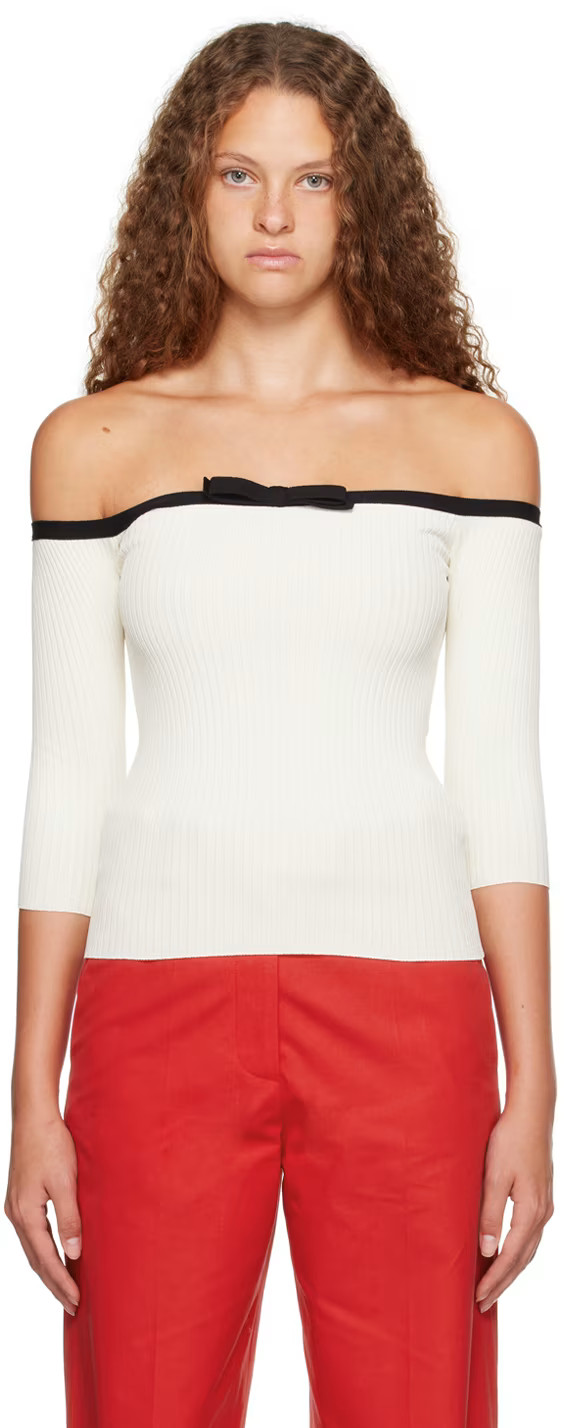 Valentino - Off-White Off-The-Shoulder Sweater | SSENSE