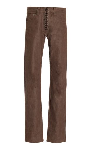 Lace-Up Rigid High-Rise Slim-Leg Jeans | Moda Operandi (Global)