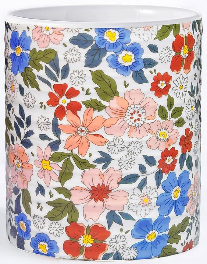 Kitchen Utensil Holder,7.2″Extra Large Stable Vintage Floral Pattern Ceramic Utensil Crock,Flow... | Amazon (US)
