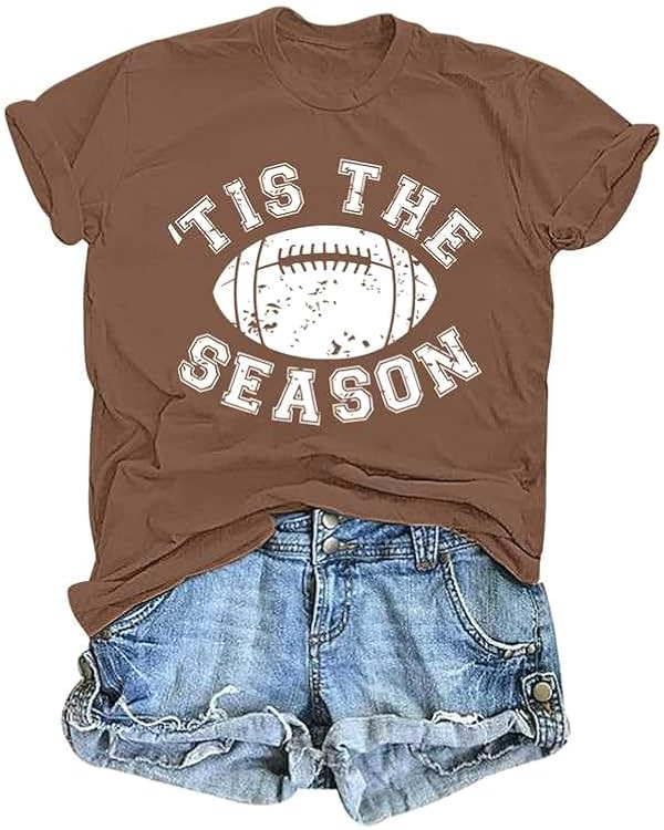 Football Shirts for Women Game Day Shirt Tis the Season Football Tshirt Funny Sunday Graphic Tee Tops | Amazon (US)