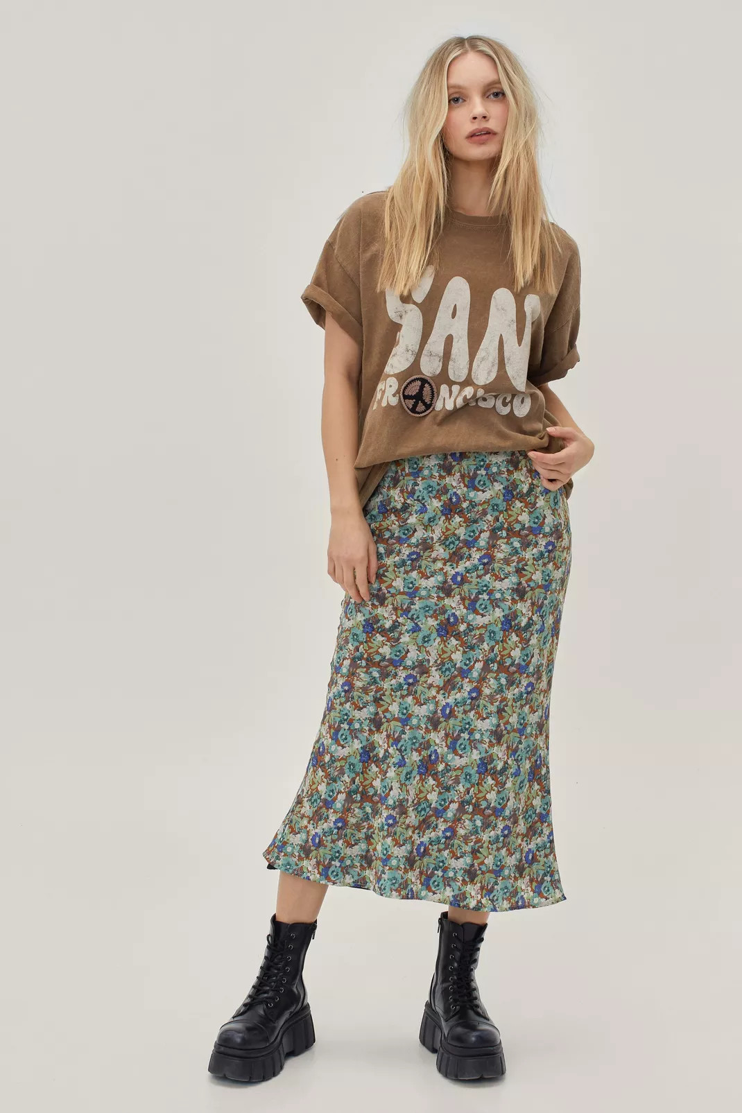 Floral Bias Midi Skirt | Nasty Gal (US)