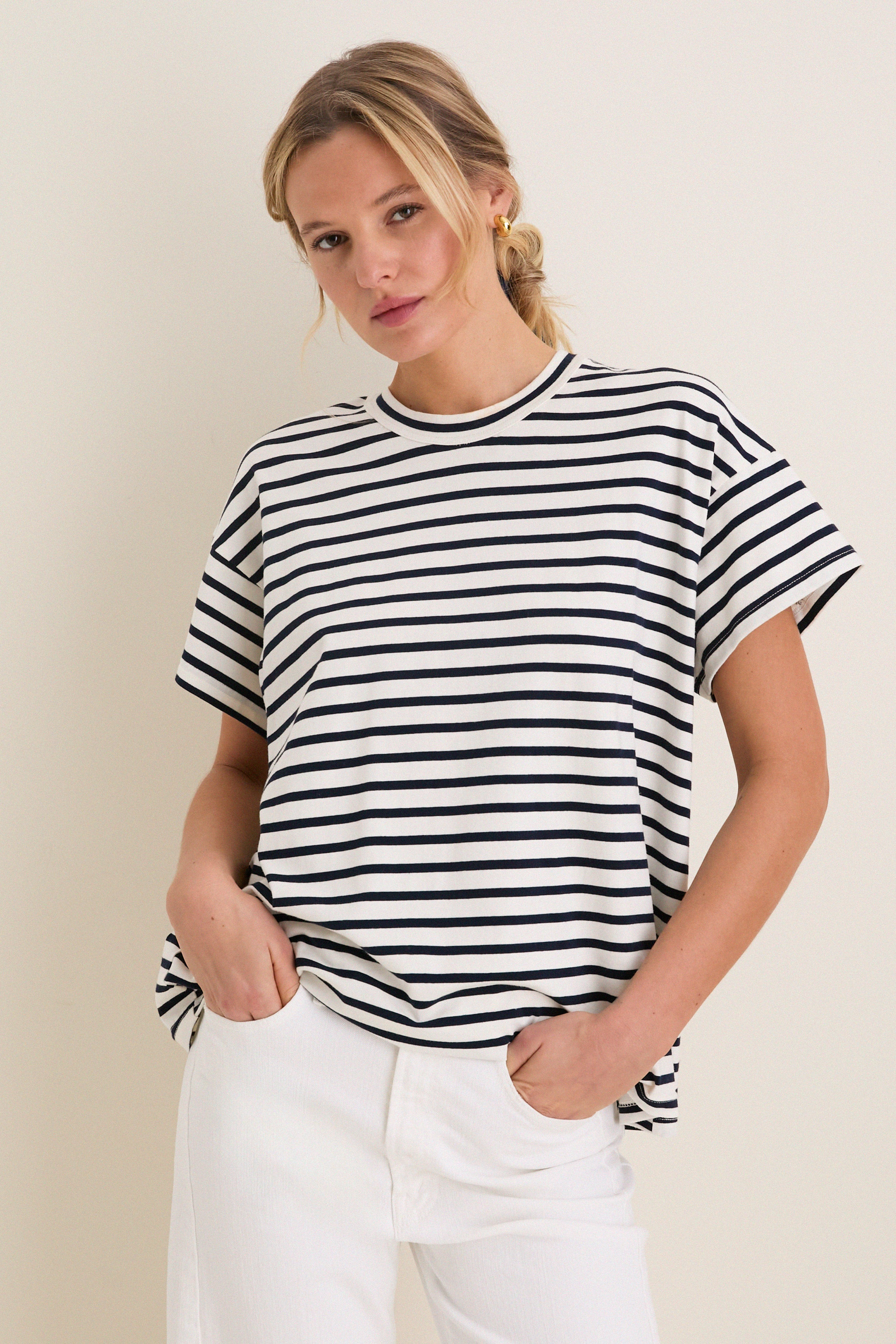 Navy and Ivory Stripe Parker Classic Tee | Tuckernuck (US)