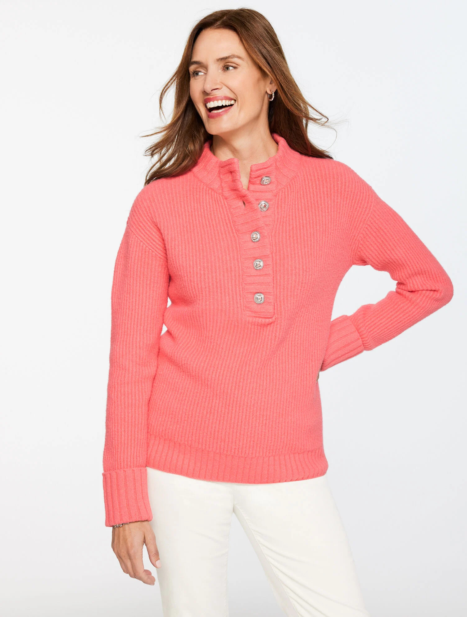 Jewel Button Henley Sweater | Talbots