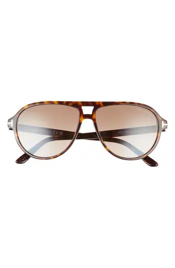 TOM FORD Jeffrey 59mm Gradient Pilot Sunglasses in Dark Havana /Gradient Brown at Nordstrom Rack | Nordstrom Rack