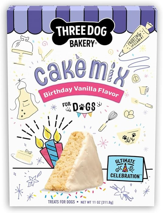 Three Dog Bakery Ultimate Celebration Dog Birthday Cake Mix, 11 oz, DIY Dog-Safe Cake Kit with Fr... | Amazon (US)