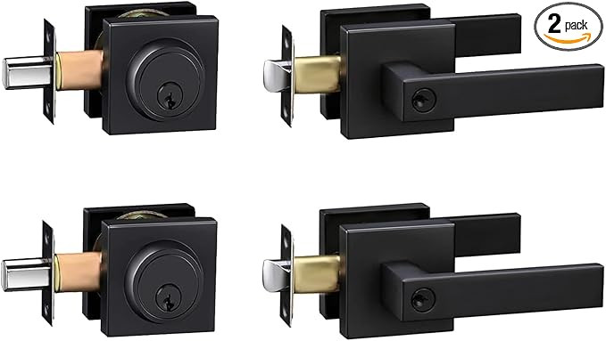 Exterior Door Lock Set with Deadbolt, Front Door Handle Set with Deadbolt, Door Levers Single Cyl... | Amazon (US)