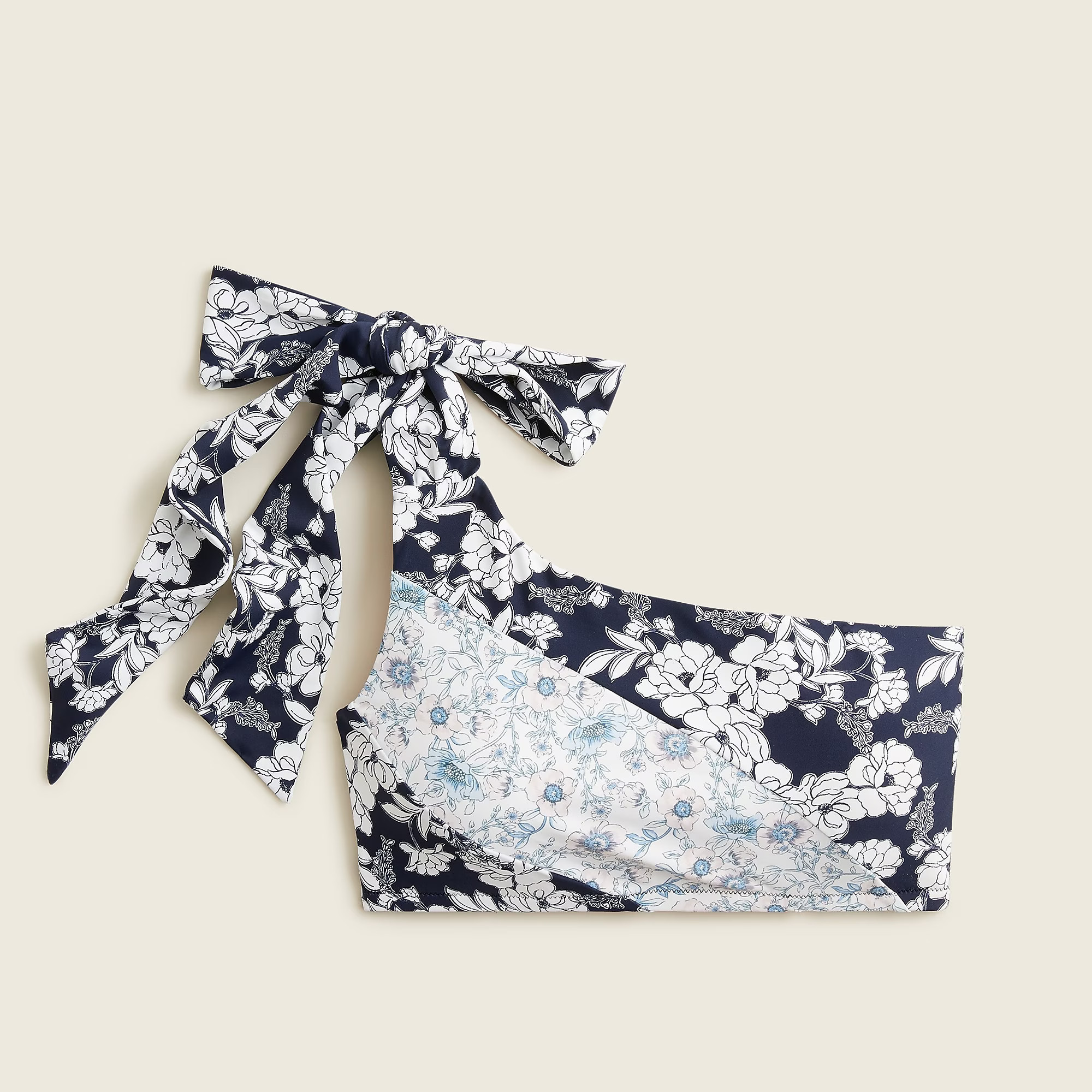 One-shoulder bikini top in mixed magnolia floral | J. Crew US